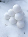 A pile of snowballs