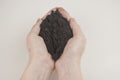 A pile of soil in female hands Royalty Free Stock Photo