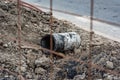 Pile of soil at the pipe repair site