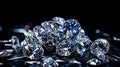 pile of sparkling diamonds, black background Generate AI Royalty Free Stock Photo