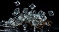 pile of sparkling diamonds, black background Generate AI Royalty Free Stock Photo