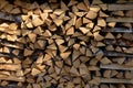 A pile of split dry wood on a clear sunny day Royalty Free Stock Photo