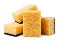 Pile of sponges for washing dishes close-up on a white background Royalty Free Stock Photo