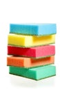 A pile of sponges for washing dishes of different colors Royalty Free Stock Photo