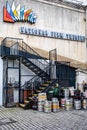 Pile Or Stack Of Empty Beer Barrels Ourside The National Film Theatre Waterloo Bridge Southbank