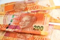 South african money two hundred rand notes