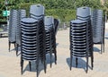 Pile of stackable portable chairs