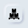 Pile of stacked cardboard boxes. Delivery icon. Pile of stacked sealed goods cardboard boxes. Neumorphic UI UX white user Royalty Free Stock Photo