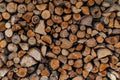 Pile of stacked chopped woods for heating Royalty Free Stock Photo