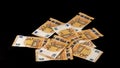 Pile of stacked fifty euro banknotes, on black background. Royalty Free Stock Photo