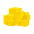 Pile of stacked sealed goods yellow cardboard boxes. Royalty Free Stock Photo