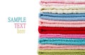 Pile stacked towels with sample text