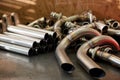 Pile of steel pipes. Royalty Free Stock Photo