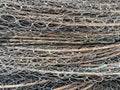 pile of steel wire with fishing net Royalty Free Stock Photo