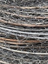 pile of steel wire with fishing net Royalty Free Stock Photo