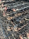 pile of steel wire with fishing net Royalty Free Stock Photo