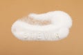 Pile of Stevioside granular powder, stevia sweetener, top view. Food additive E960. Natural Extract found in the leaves of Stevia Royalty Free Stock Photo