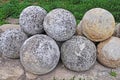 Pile of stone cannon balls Royalty Free Stock Photo