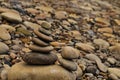 Pile of stones on the river bank Royalty Free Stock Photo