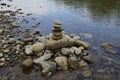 Pile of stones on the river bank Royalty Free Stock Photo