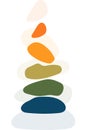 Colored stones in vertical balance, for relaxation, yoga, meditation, concept of harmony and spa therapy