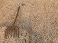 pile of straw next to the artisan gallows Royalty Free Stock Photo
