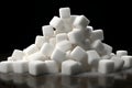 A stack of sugar cubes on dark background. AI Generated