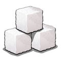 Pile of sugar cubes of refined sugar isolated on white background. Vector cartoon close-up illustration. Royalty Free Stock Photo