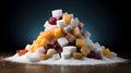 Pile of sugar cubes and sweets