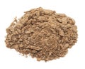 Pile of sunflower meal background. Food for horses and farm ani