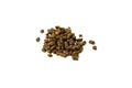 Pile of sunflower meal pellets isolated on white