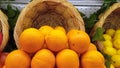 pile of sunkist fruit in supermarket Royalty Free Stock Photo