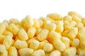 Scattered sweet corn sticks isolated on white Royalty Free Stock Photo