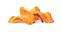 Pile of sweet potato chips isolated on white Royalty Free Stock Photo