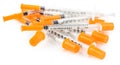 Pile of syringes for insulin