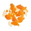 Pile of tangerine peel isolated on white