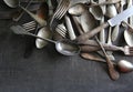 Pile of old tarnished silverware