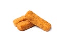 Pile of tasty cheese sticks isolated Royalty Free Stock Photo