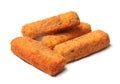 Pile of tasty cheese sticks isolated Royalty Free Stock Photo