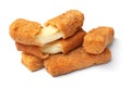 Pile of tasty cheese sticks isolated Royalty Free Stock Photo