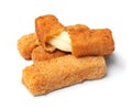 Pile of tasty cheese sticks isolated Royalty Free Stock Photo