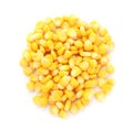 Pile of tasty corn kernels on white background Royalty Free Stock Photo