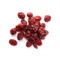 Pile of tasty dried cranberries isolated on white, top view Royalty Free Stock Photo