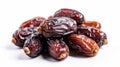 Pile of tasty dry dates isolated on white background. Arabic food Royalty Free Stock Photo