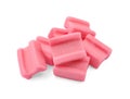 Pile of tasty pink chewing gums on white background Royalty Free Stock Photo