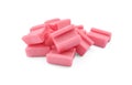Pile of pink chewing gums on white background Royalty Free Stock Photo