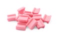 Pile of tasty pink chewing gums on white background Royalty Free Stock Photo