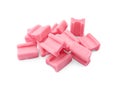 Pile of tasty pink chewing gums on white background Royalty Free Stock Photo