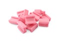 Pile of pink chewing gums on white background Royalty Free Stock Photo