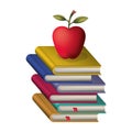 Pile text books with apple